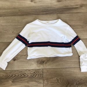 forever 21 red and blue striped cropped shirt